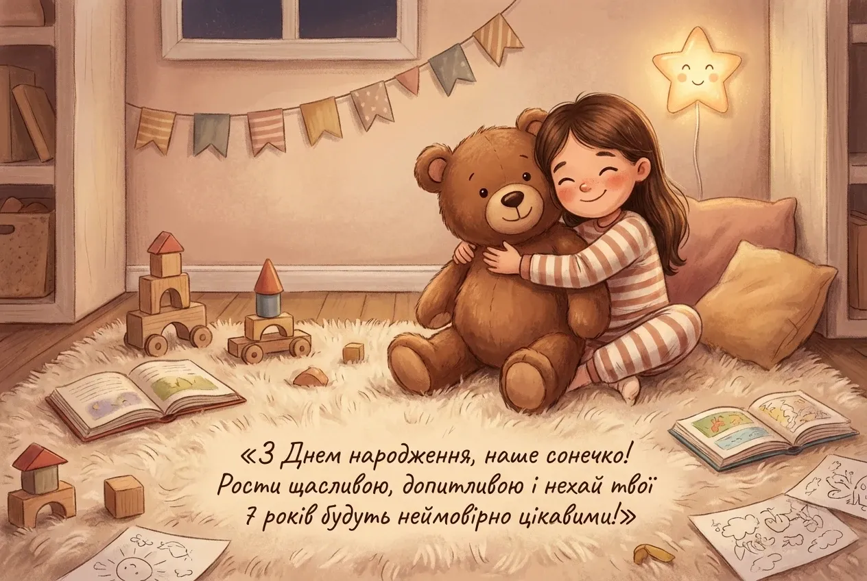 вітання з днем народження дівчинці 7 років