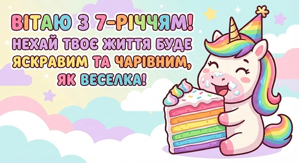 Привітання з днем народження дівчинці на 7 років