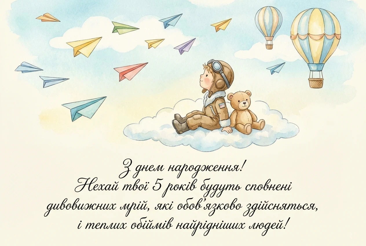 привітання з днем народження 5 років хлопчику