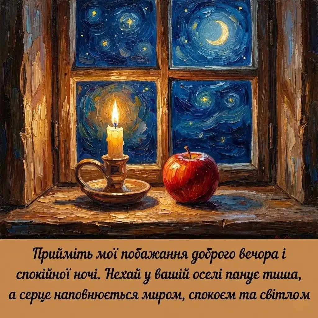 Побажання доброго вечора і спокійної ночі: душевні картинки та нові листівки для близьких