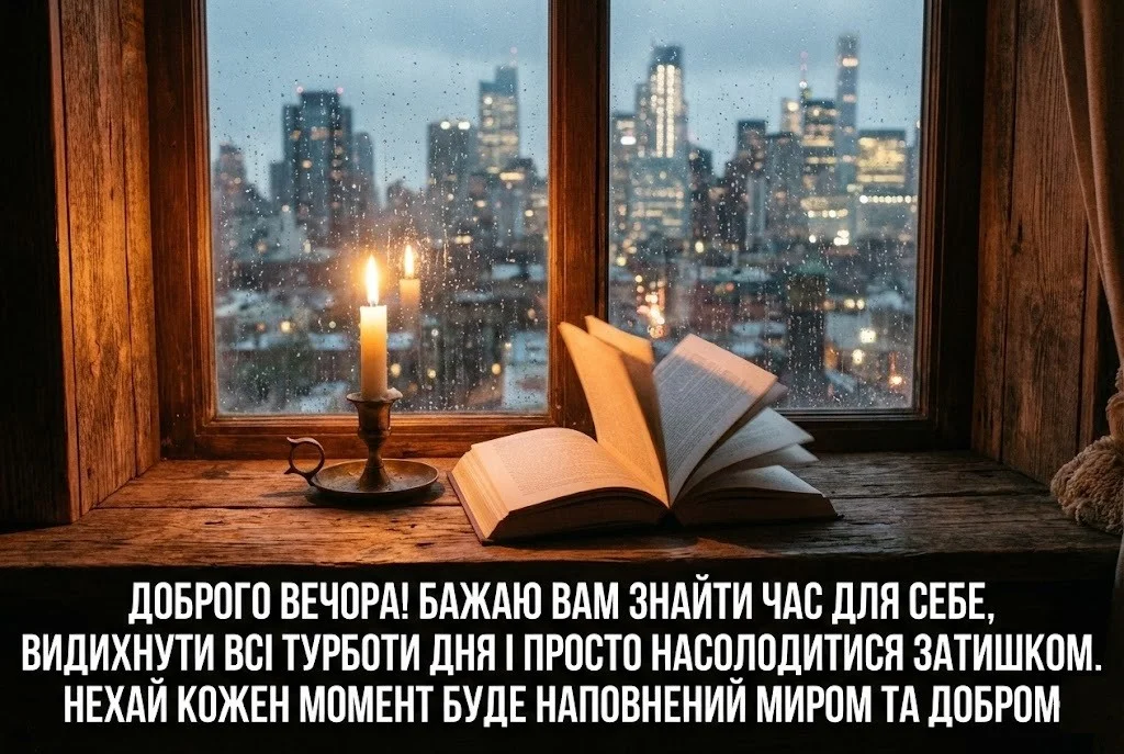 Доброго вечора та гарного вечора: найтепліші побажання, затишні картинки та щирі листівки для душі