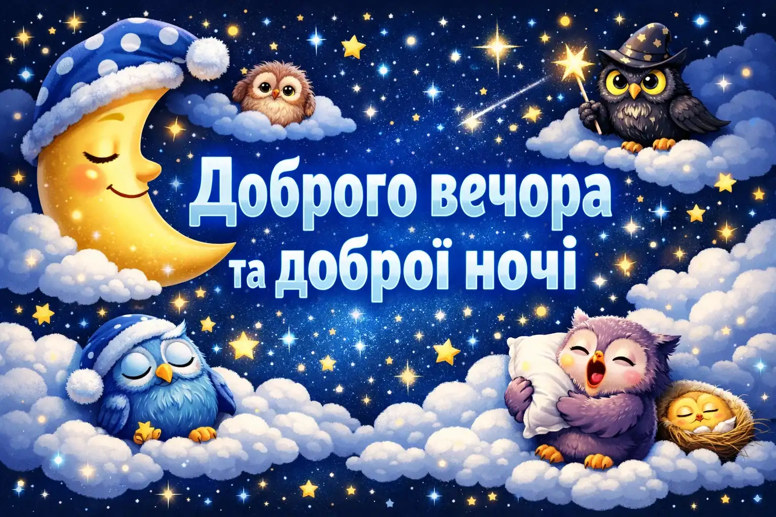 Доброї ночі та доброго вечора: прикольні картинки для найтепліших побажань