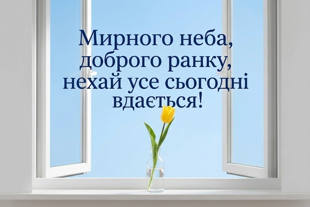 Доброго ранку мирного неба та найтепліші побажання у великій добірці яскравих листівок і картинок для гарного настрою