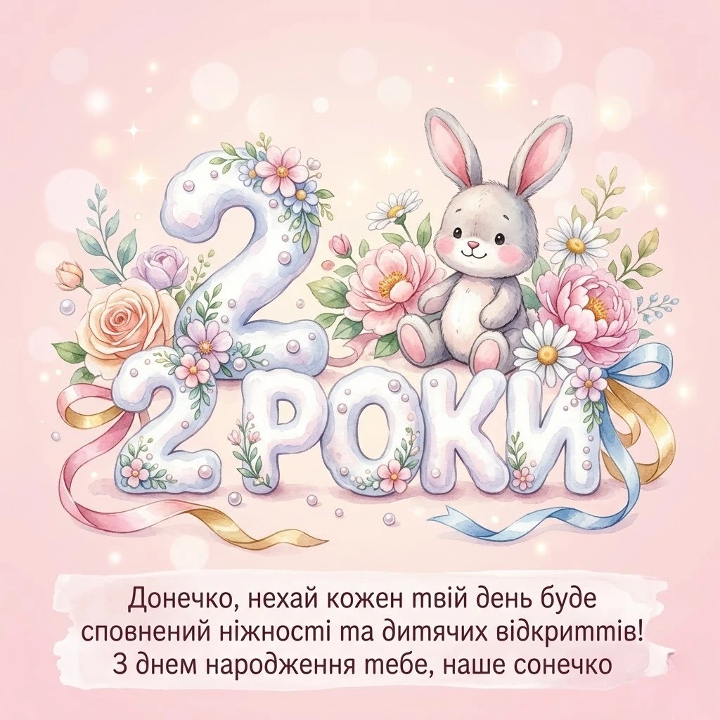 Привітання донечці з днем народження на 2 роки