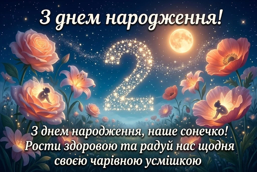 Привітання донечці з днем народження на 2 роки