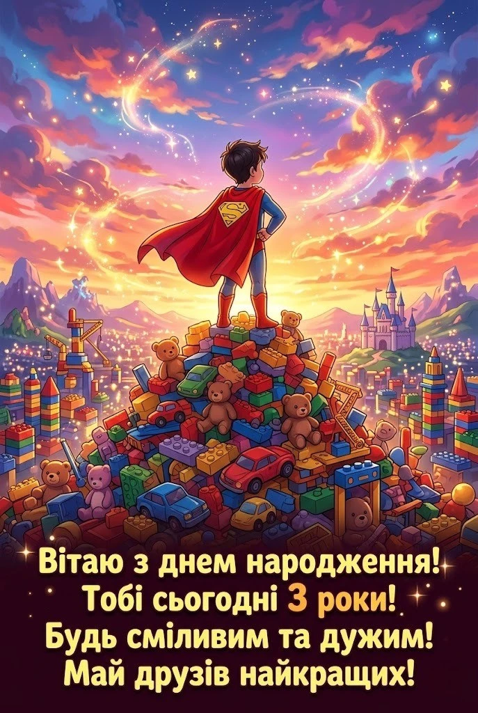 Добірка привітань та картинки з днем народження хлопчику на 3 роки