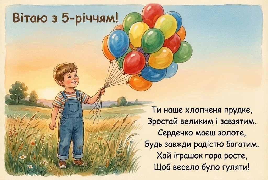 Найкращі картинки та привітання з днем народження хлопчику на 5 років