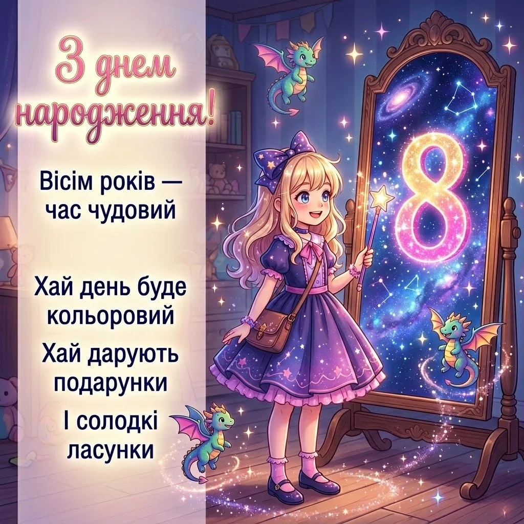 8 років — особливе свято: добірка найкращих привітань для дівчинки
