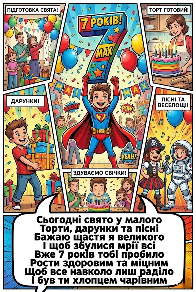 7 років сину, онуку чи другу: оригінальні привітання для маленького іменинника