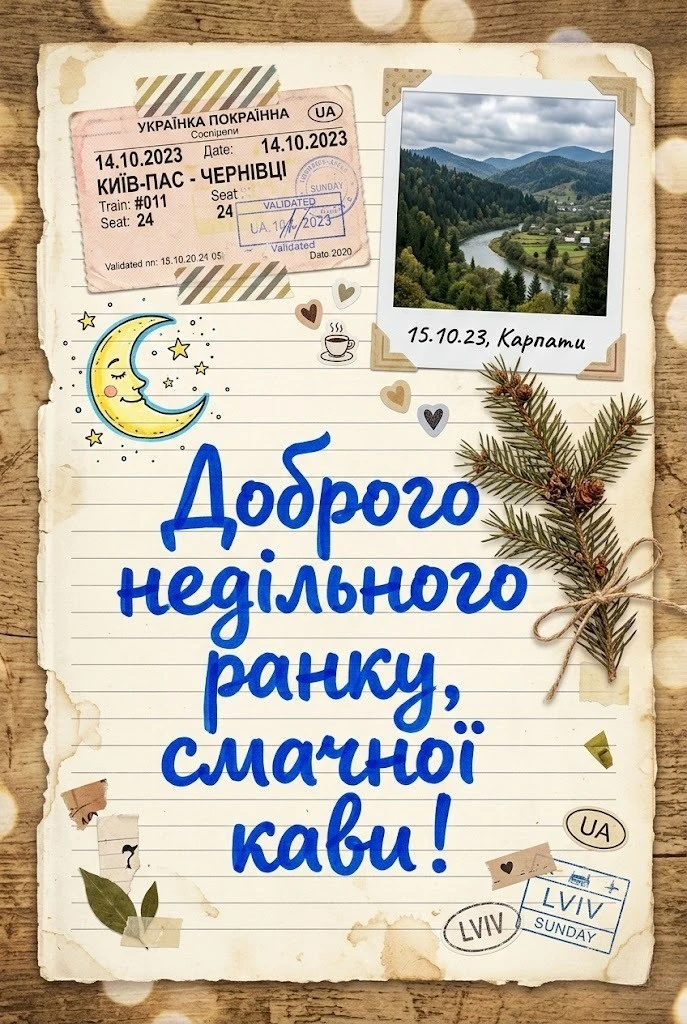 Доброго недільного ранку, Україно: душевна добірка листівок та найтепліші побажання