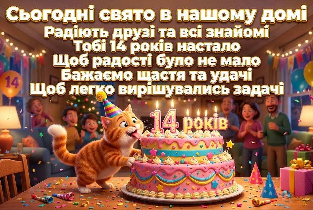 Привітання з 14-річчям: яскраві картинки та зворушливі слова для підлітків