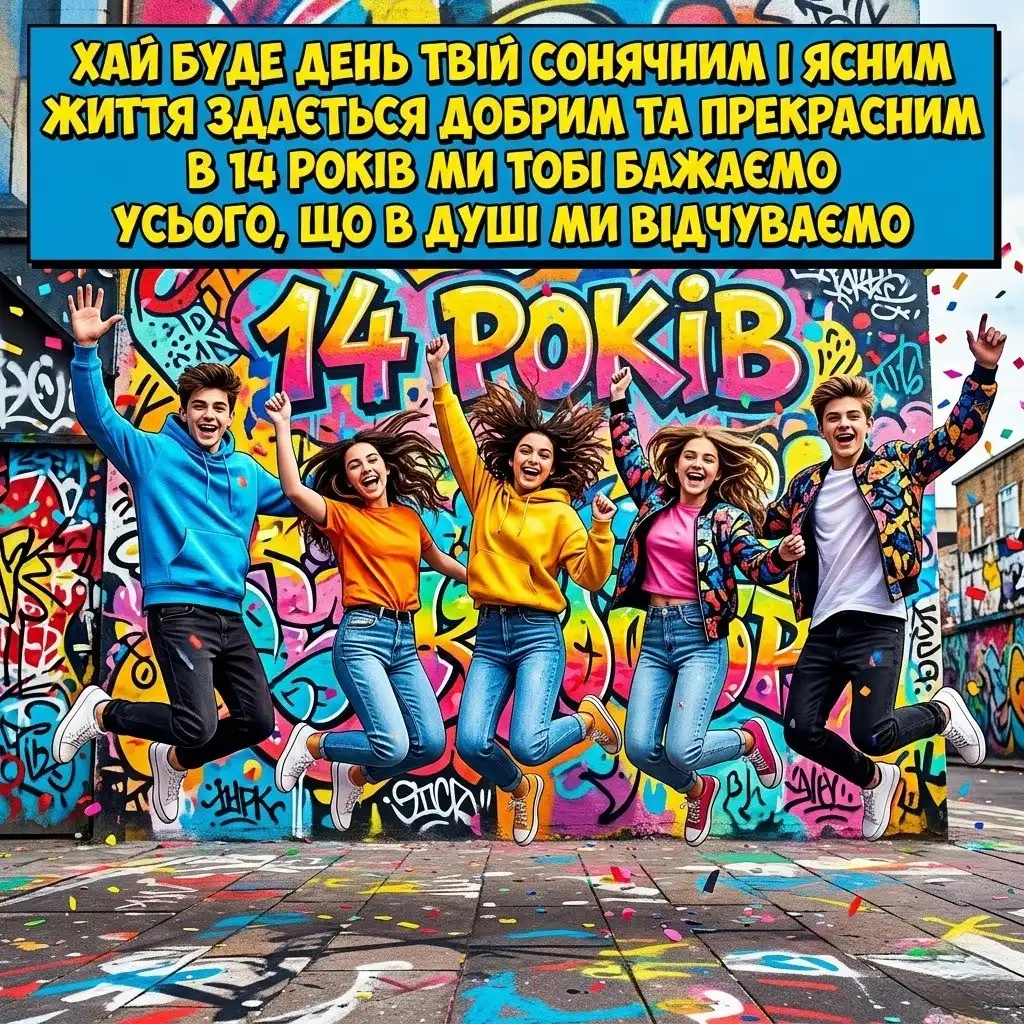 Привітання з 14-річчям: яскраві картинки та зворушливі слова для підлітків