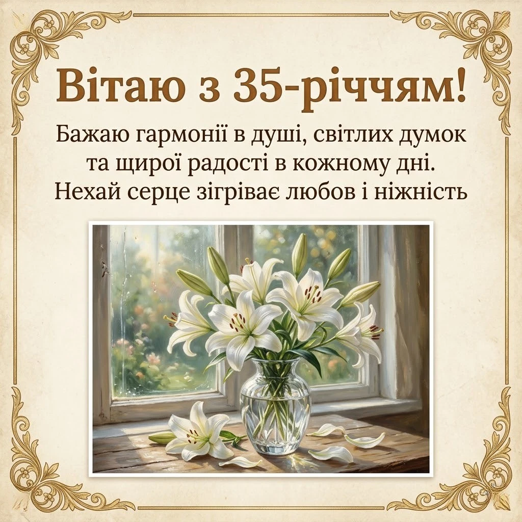 З ювілеєм жінці 35 років — зворушливі та красиві побажання