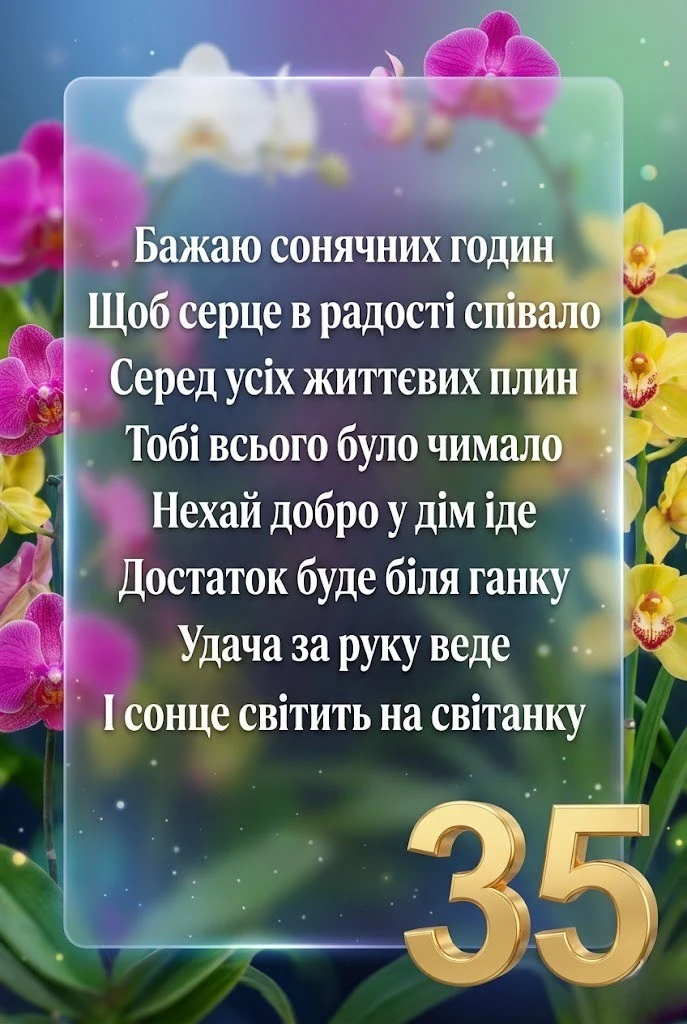 З ювілеєм жінці 35 років — зворушливі та красиві побажання