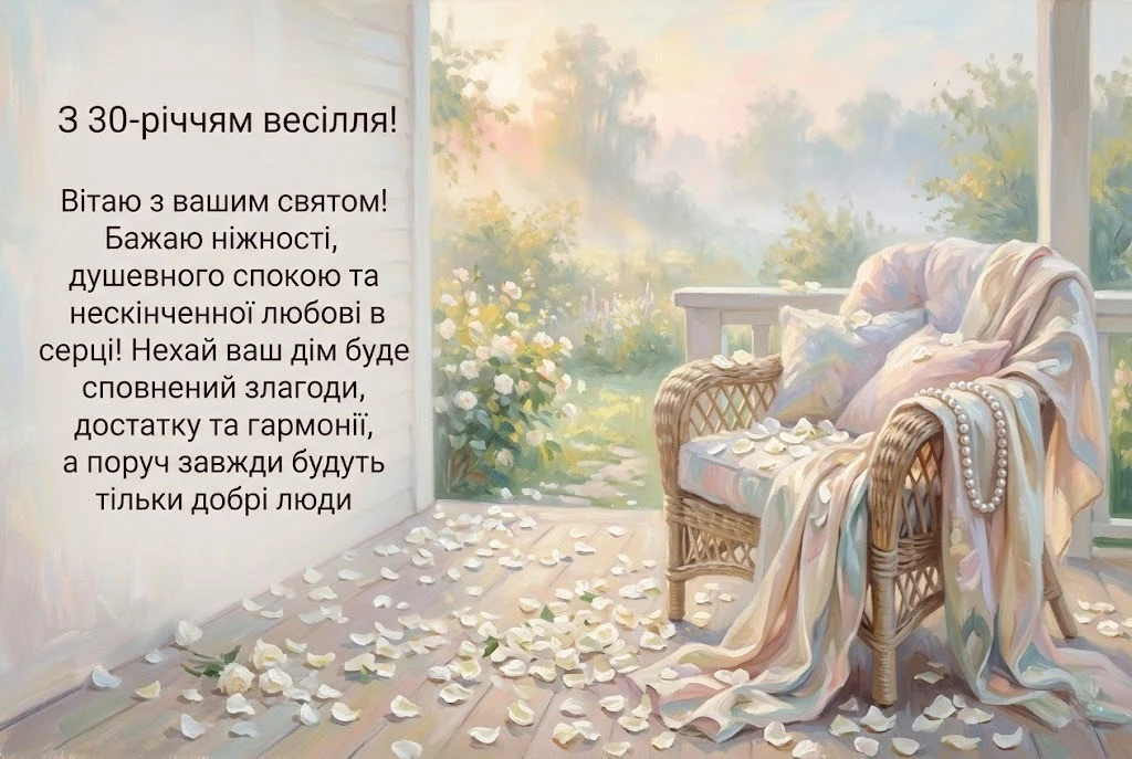 Привітання з перловою річницею весілля: 30 років кохання та злагоди