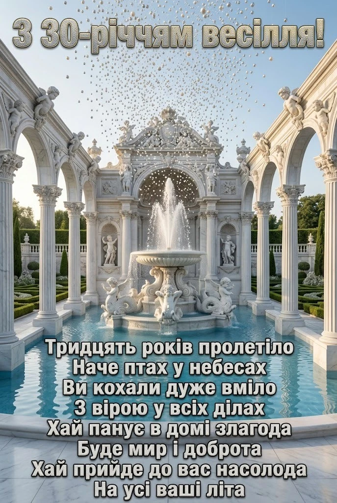 Привітання з перловою річницею весілля: 30 років кохання та злагоди