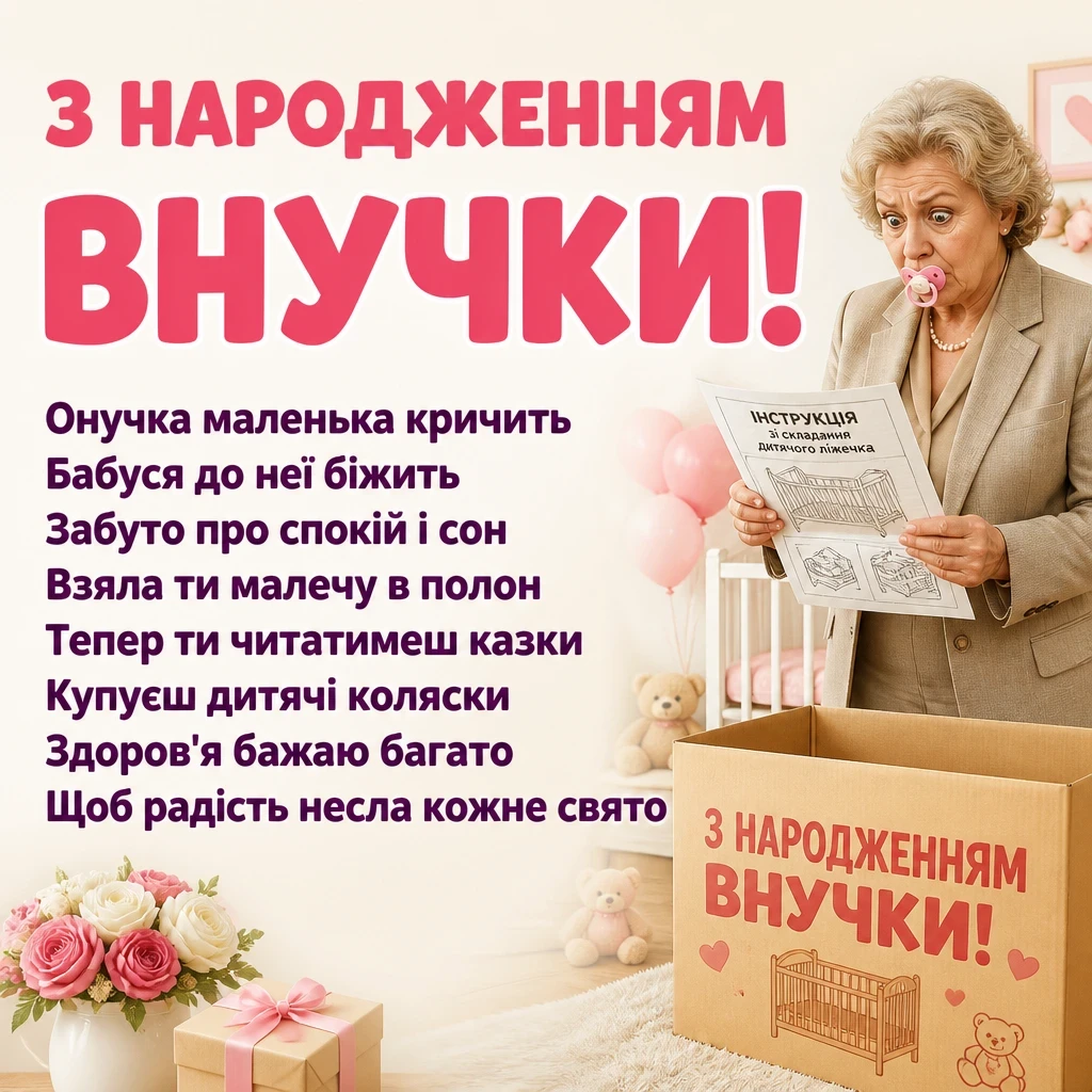 прикольні привітання бабусі з народженням внучки