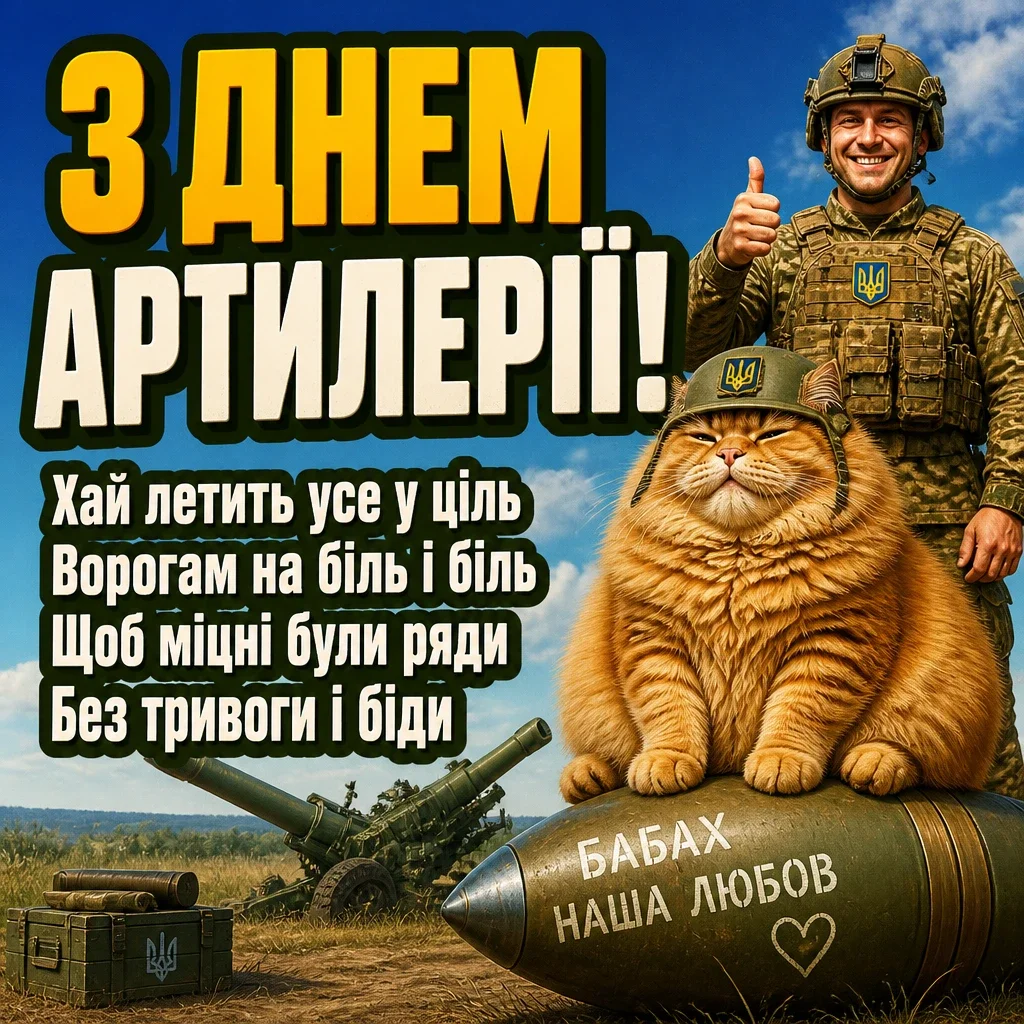 привітання з днем артилерії