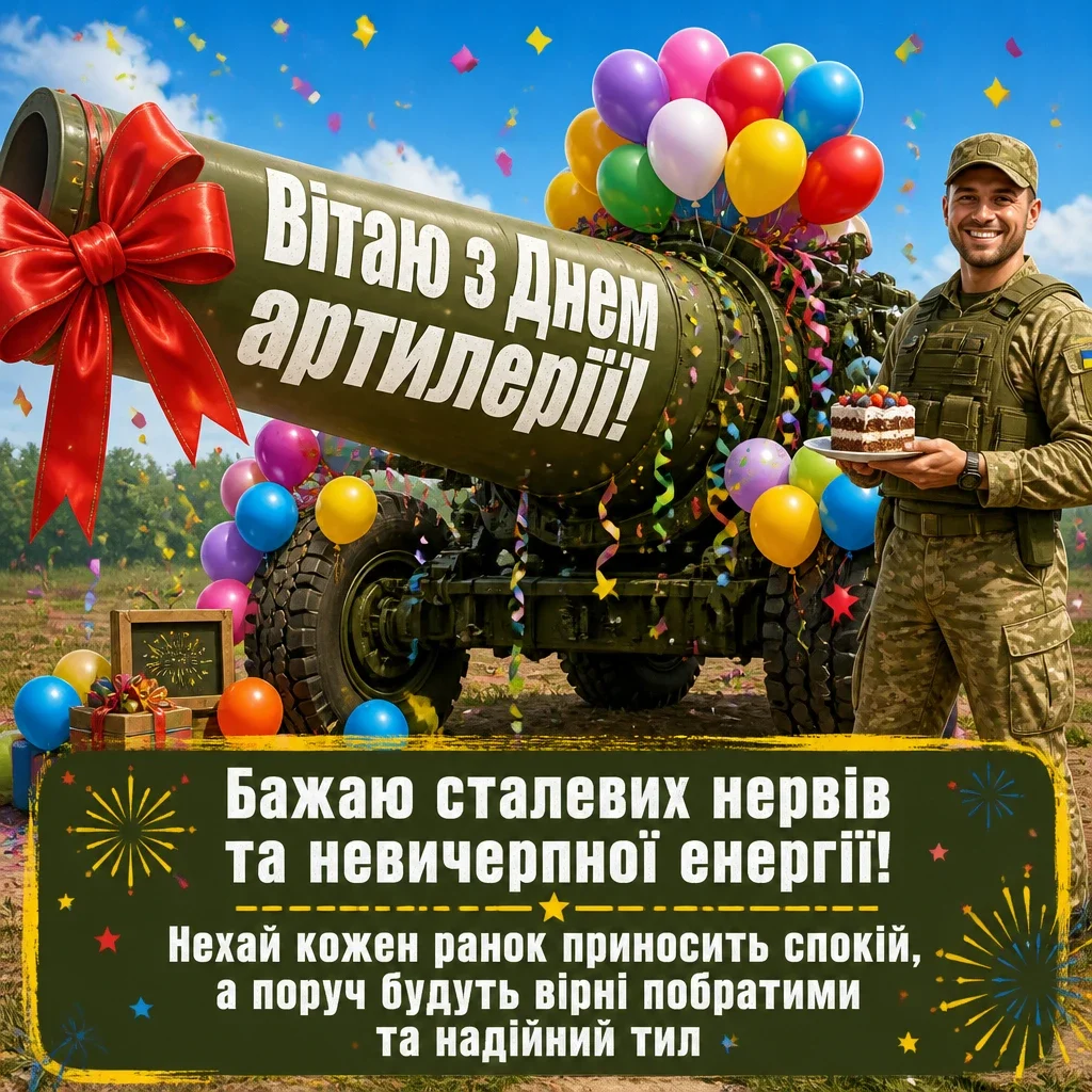 привітання з днем артилерії