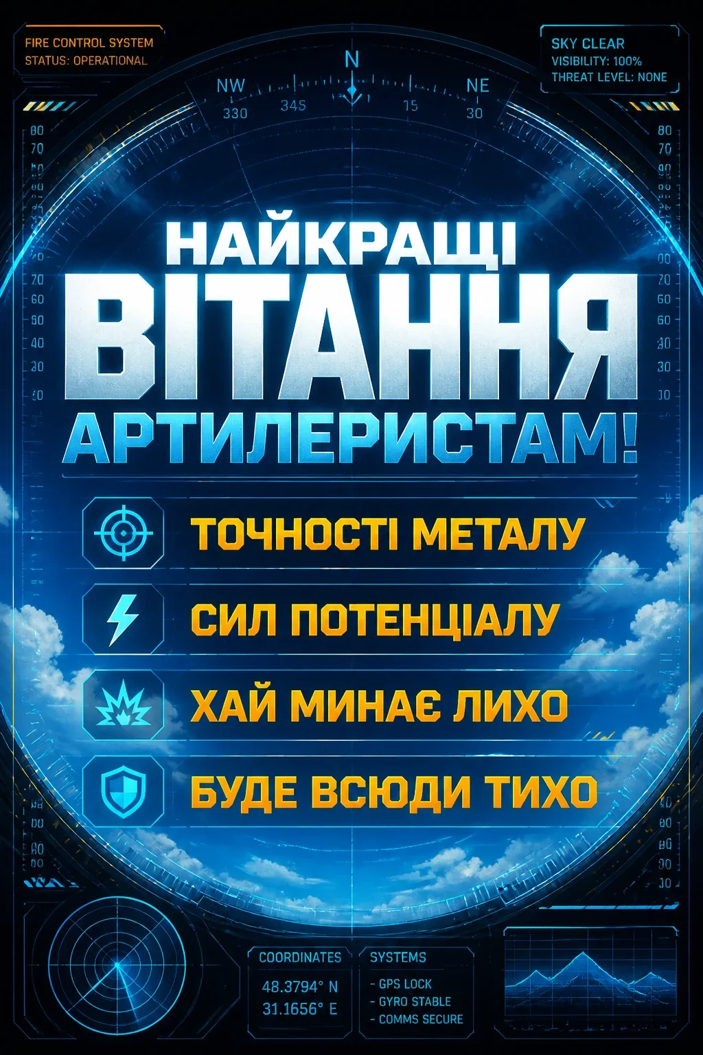 привітання з днем артилерії