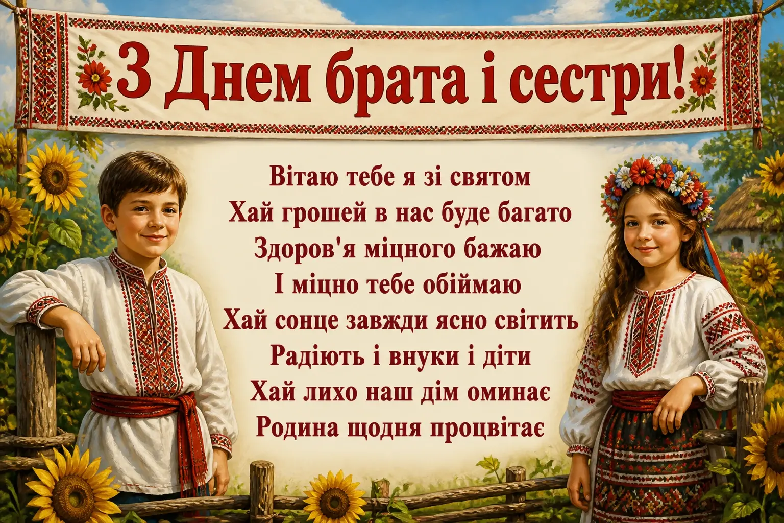 привітання з днем брата і сестри