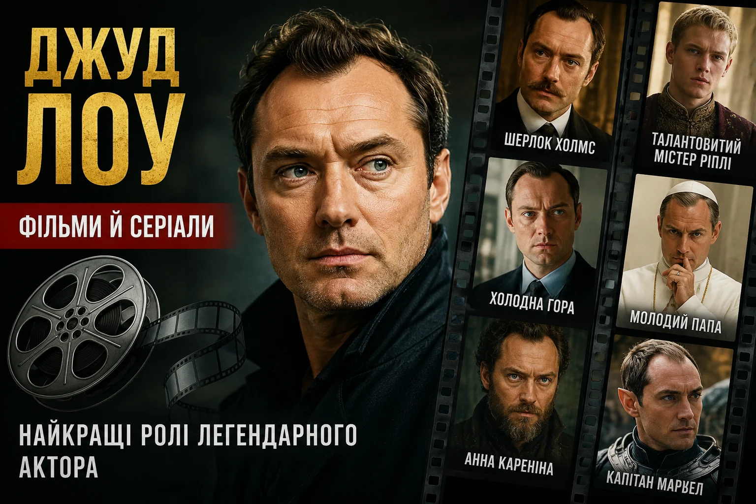Фільми й серіали Джуда Лоу: від Ґаттаки до ПапиФільми й серіали Джуда Лоу: від Ґаттаки до Папи